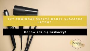 Kobieta susząca włosy suszarką